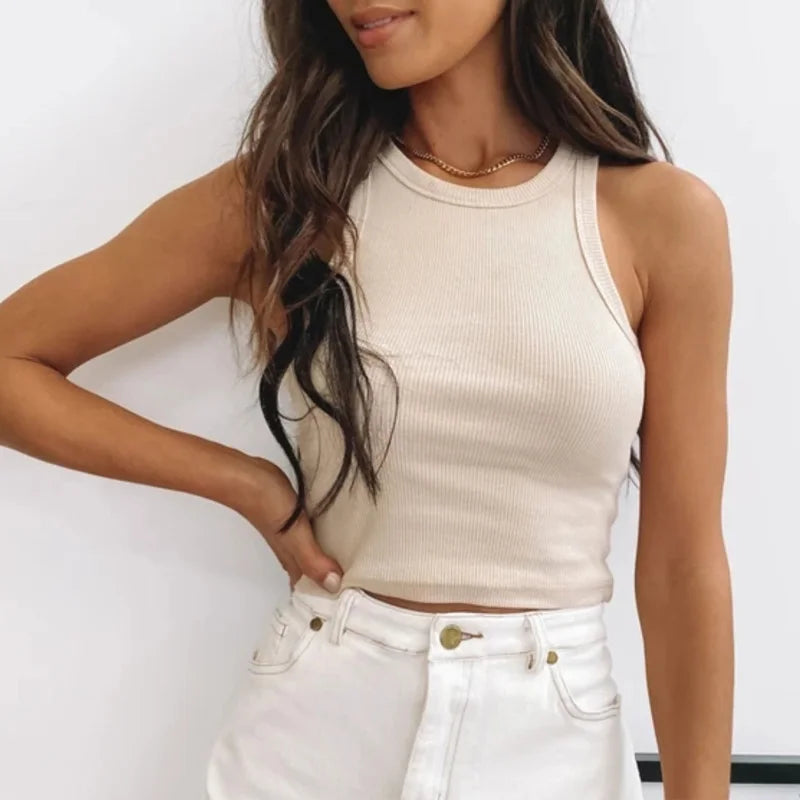 Ribbed Crop Top – Halter neckline that flatters your figure