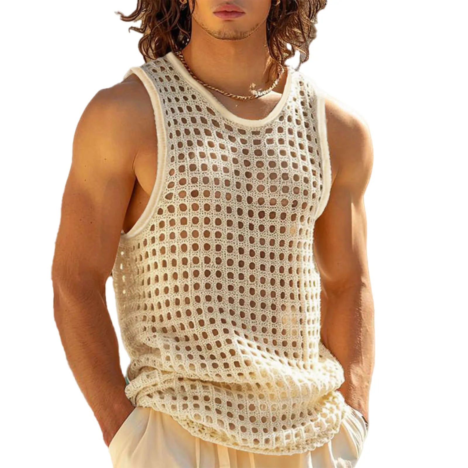 Men's Hollow-Out Tank – Breathe summer with total lightness…