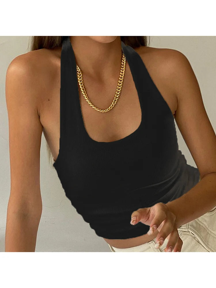 Crop Top Halter highlights elegance