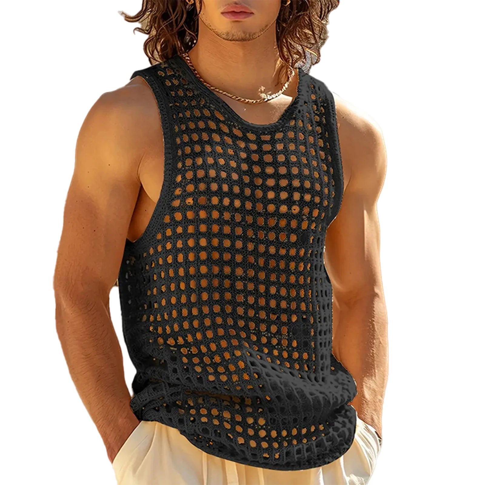 Men's Hollow-Out Tank – Breathe summer with total lightness…